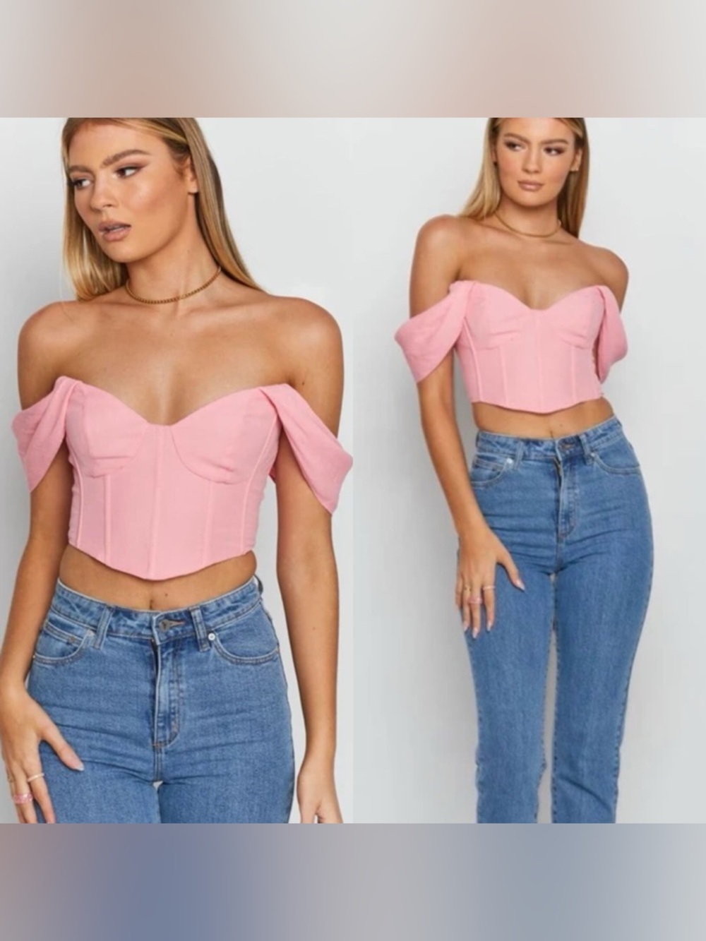 Beginning Boutique Polly Bustier Pink Corset Crop Top